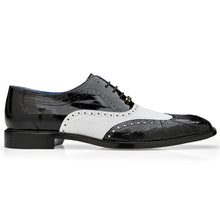 Belvedere Varo Men's American Alligator & Eel Skin Dress Shoes - Black & White