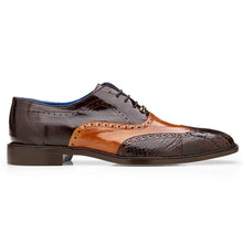 Men’s Belvedere Varo American Alligator & Eel Skin Wingtip Dress Shoe – Brown & Camel