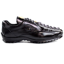 Belvedere Vasco Black Calf & Crocodile Hornback Tail Sneaker – Men's