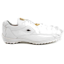 Belvedere Vasco Calf & Crocodile Hornback Tail Sneaker – White