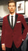 Velour Men's blazer Jacket Velvet Velour Formal Sport Coat Two Tone Trimming Notch Collar Black and Burgundy