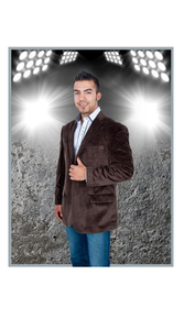 Velour Blazer Jacket Men's blazer Coat Men's Stylish 2 Button Sport Jacket Brown Discounted Affordable Velv