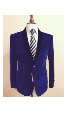 Velour Men's blazer Jacket  Men's Velvet ~ Velour Fabric Dinner Tuxedo Black Lapeled