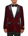 Mens Classic Velvet Fabric Tuxedo Dinner Jacket in Burgundy