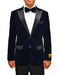 Mens Classic Velvet Fabric Tuxedo Dinner Jacket in Navy