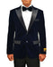 Mens Classic Velvet Fabric Tuxedo Dinner Jacket in Navy