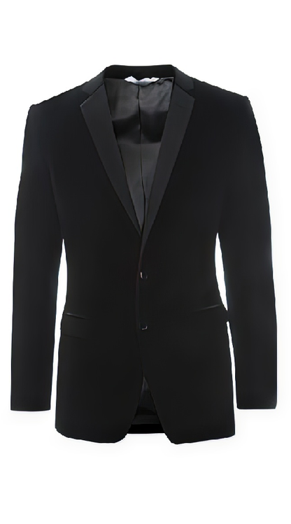Men’s Black Velvet Blazer – 2 Button Velour Tuxedo Dinner Jacket