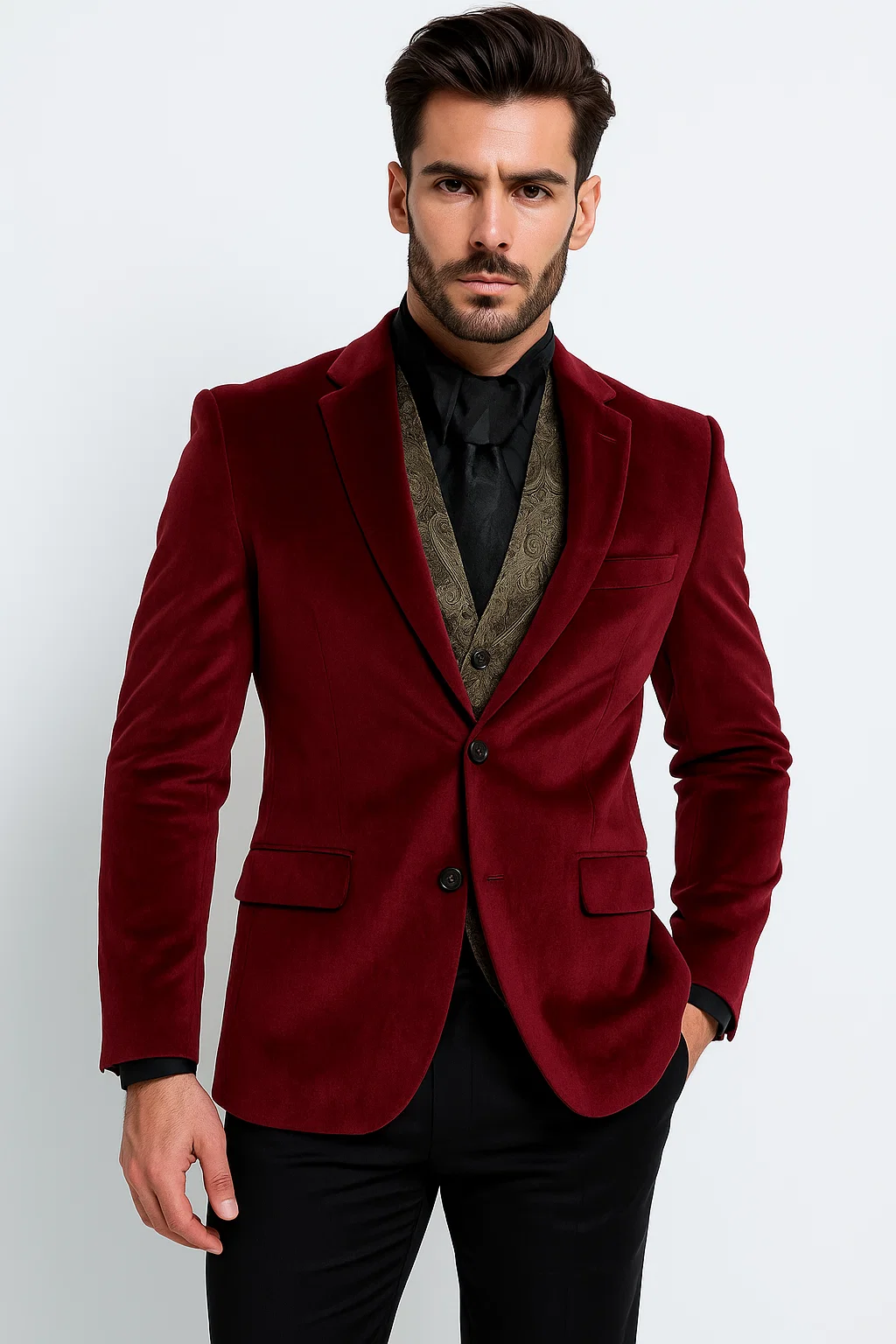 Cheap Priced Online Velvet Smoking Burgundy ~ Wine ~ Maroon Blazer - Sport Coat - Image 2