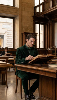 Velvet Suits - Double Breasted Suits - Slim Fit Suit - Hunter Green