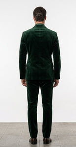 Velvet Suits - Double Breasted Suits - Slim Fit Suit - Hunter Green
