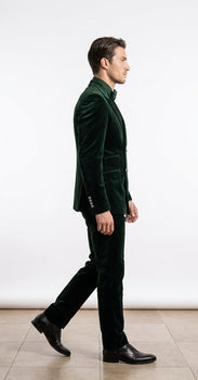 Velvet Suits - Double Breasted Suits - Slim Fit Suit - Hunter Green