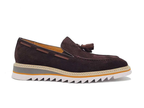 Carrucci Venetian Suede Loafer with Calfskin Tassel