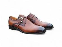 Carrucci Single Monk Strap Loafer in Cognac and Black