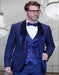 Blue Prom Suit - Blue Homecoming Outfit For Guys with Velvet Lapel and Vest in Sapphire Blue Blue Prom Tuxedo