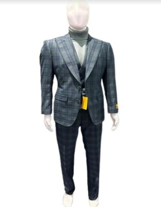 Vested Suit - Patterned Suit - light Color Summer Suit - 1920s Vintage looking Suit - Blue