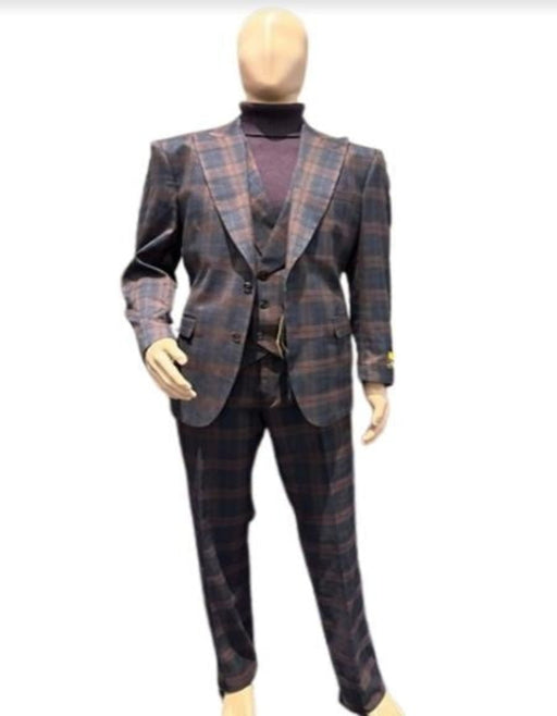 Vested Suit - Patterned Suit - light Color Summer Suit - 1920s Vintage looking Suit - Camel
