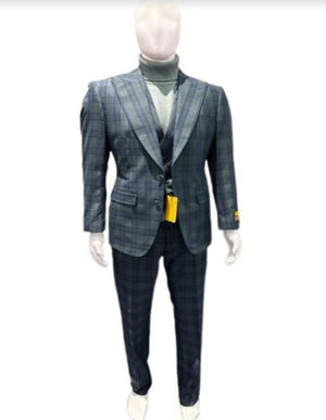 Vested Suit - Patterned Suit - light Color Summer Suits - 1920s Vintage looking Suits - Blue