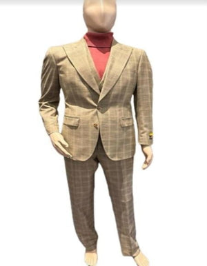 Vested Suits - Patterned Suit - light Color Summer Suit - 1920s Vintage looking Suits - Tan