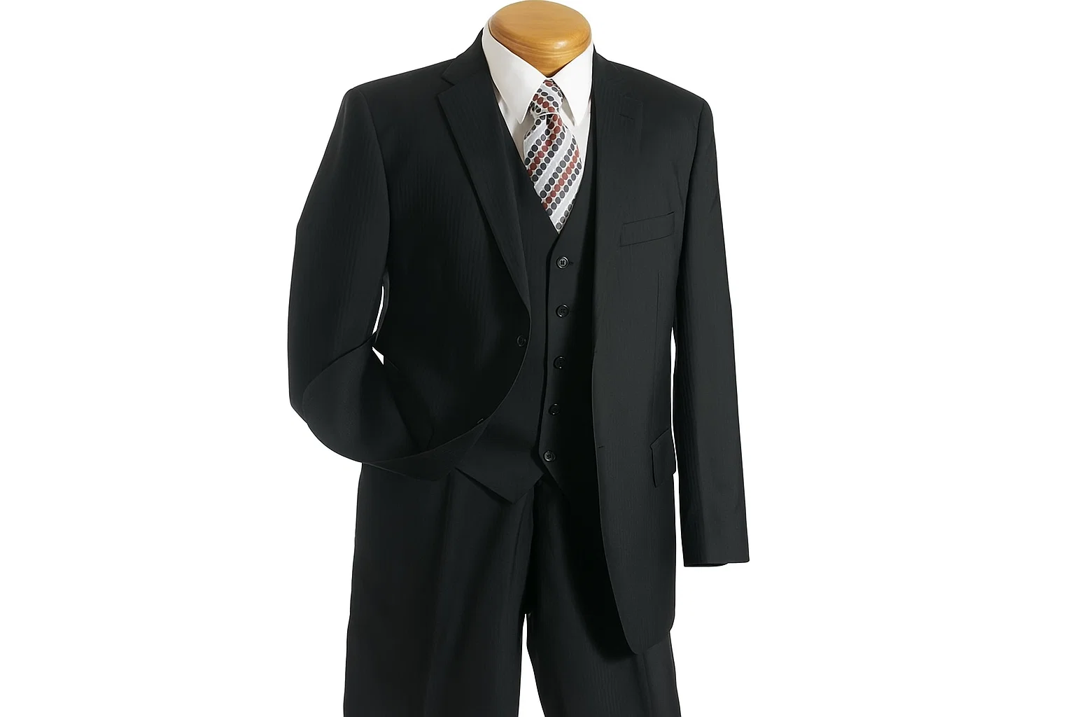 Men'S Black Stripe ~ Pinstripe 2 Button Front Closure Suit