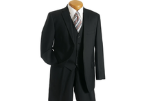 2BV 3 Pc Vested Black On Black Stripe ~ Pinstripe Designer Affordable Cheap Priced Business Suits Clearance Sale Online Sale Shadow Pattern