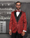 Mens Vested Swirl Patter Notch Lapel Tuxedo in Red