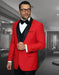 Mens Vested Wool Shawl Lapel Tuxedo in Red