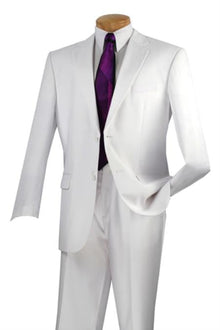 Vinci Men's 2 Button White Suit Flat Front Pants