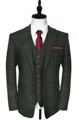 Vintage Suit - Tweed Suits - Herringbone Suits Green