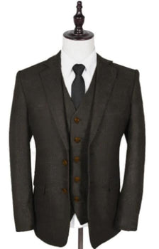 Vintage Suits - Tweed Suit - Herringbone Suits Brown