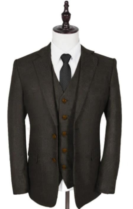 Vintage Suits - Tweed Suit - Herringbone Suits Brown