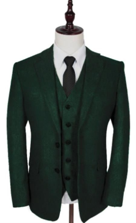 Vintage Suits - Tweed Suit - Herringbone Suits Green