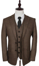 Vintage Suits - Tweed Suits - Herringbone Suit Brown