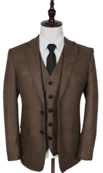 Vintage Suits - Tweed Suits - Herringbone Suit Brown