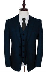 Vintage Suits - Tweed Suits - Herringbone Suit Navy