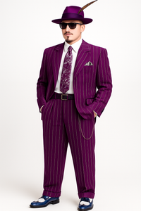 Purple Pinstripe Zoot Suit  3 Piece 1920s/1930s Gangster Outfit (Jacket and Pants and Vest)  Vintage Fashion