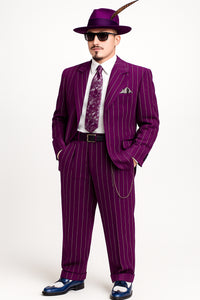 Purple Pinstripe Zoot Suit  3 Piece 1920s/1930s Gangster Outfit (Jacket and Pants and Vest)  Vintage Fashion