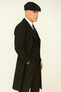 Brand New Quality 1920's English Style Peaky Blinders Style Vested Peaky Blinders Suit - Peaky Blinders Outfit + Overcoat + Hat (Peaky Blinder Custome)