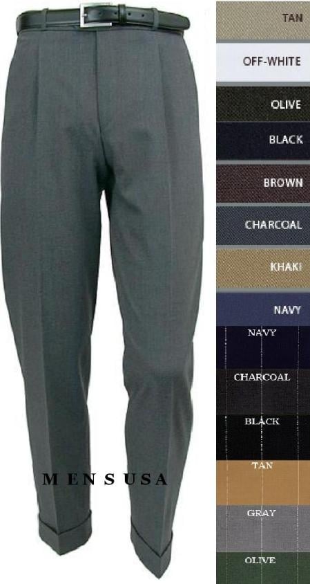 Mens Pleated Dress Pants Super 140s Wool Premier Quality Fabric Dress