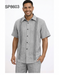 Men’s Gray Embroidered Walking Suit Set – 2 Piece Short Sleeve Casual Outfit