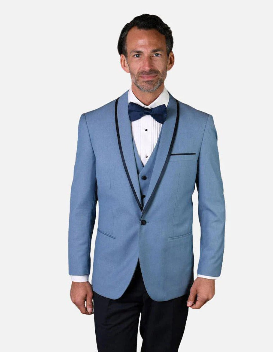 Statement Men's Off Coral Patterned Vested Tuxedo with Bowtie main image 1