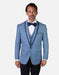 Statement Men's Steel Blue Vested with Black Trim Fine Lapel 100% Wool Tuxedo