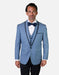 Statement Men's Steel Blue Vested with Black Trim Fine Lapel 100% Wool Tuxedo