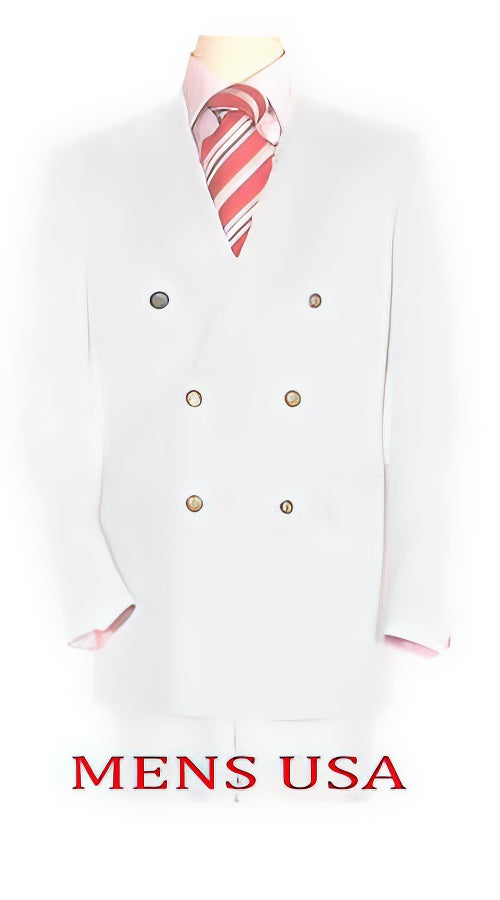 Men's High Quality Snow White Men's Double Breasted Suits Jacket Blazer Dinner Jacket
