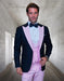 Statement Men's Black Vested with Pink Peak Lapel 100% Wool Tuxedo