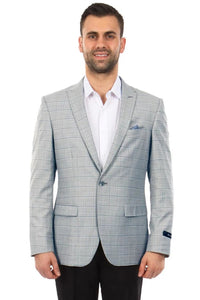 Saco vaquero - Western Sport Coat - Western Blazer- Men's Two Button Windowpane Plaid Sport Coat