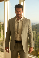 Mens Grey Western Sport Suit with Elbow Patches – Rugged Classic Style