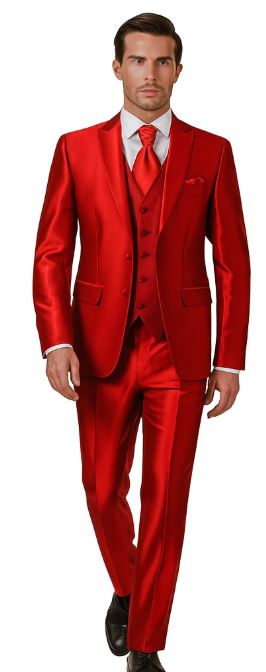 Sateen Flashy Suit - Red