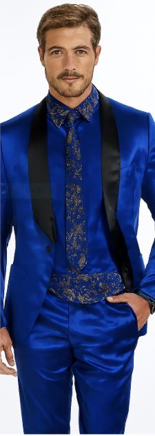 Sateen Fabric Suit - Royal Blue