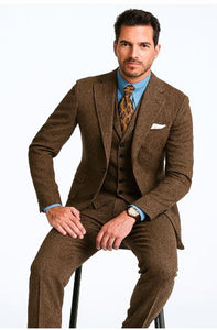Brown Herringbone Western Suit