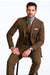 SKU#JA60731 Groomsmen Tweed Suit - Brown Herringbone Western Suit